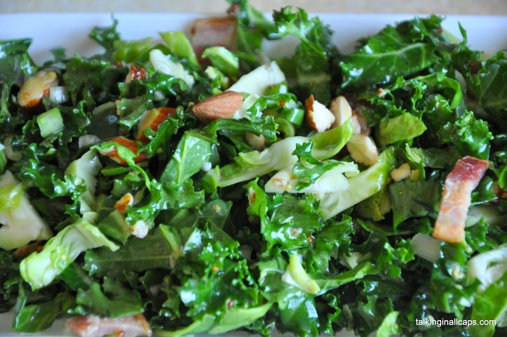 Raw Kale and Brussels Sprouts Slaw with Bacon