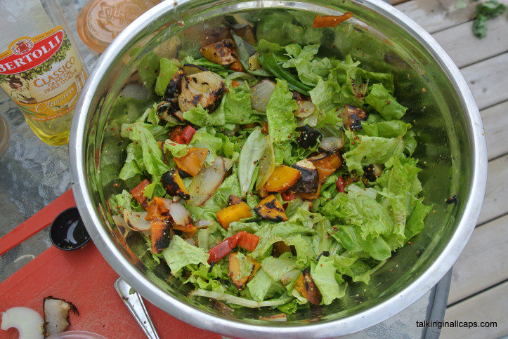 Grilled Vegetable Salad with Greens and Mustard Dressing