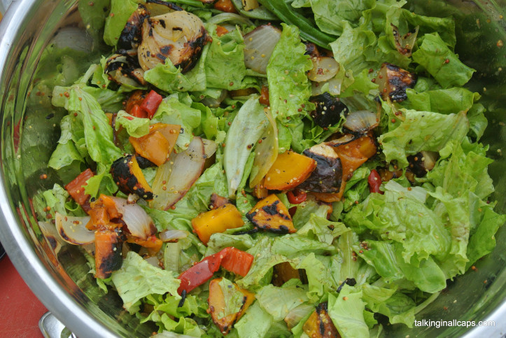Grilled Vegetable Salad with Greens and Mustard Dressing