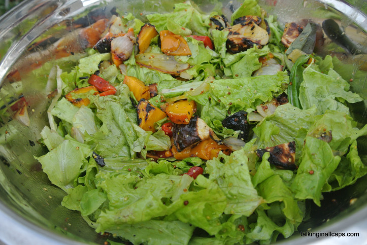 Grilled Vegetable Salad with Greens and Mustard Dressing