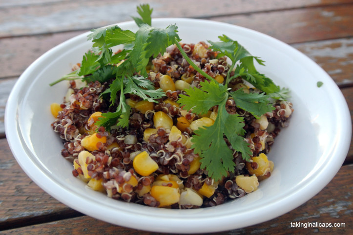 Mexican Street Corn Inspired Quinoa and Corn Salad -12 Great Salads to Take to a Potluck or Feed a Big Group - talkinginallcaps.com