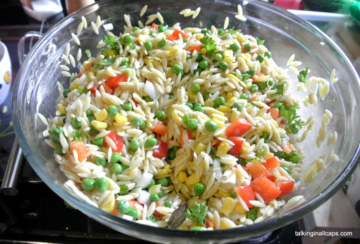 Orzo Salad - 12 Great Salads to Take to a Potluck or Feed a Big Group - talkinginallcaps.com