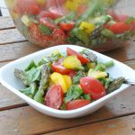 Salad #18 – Raw Asparagus, Tomato and Basil Salad with a Grainy Mustard Dressing